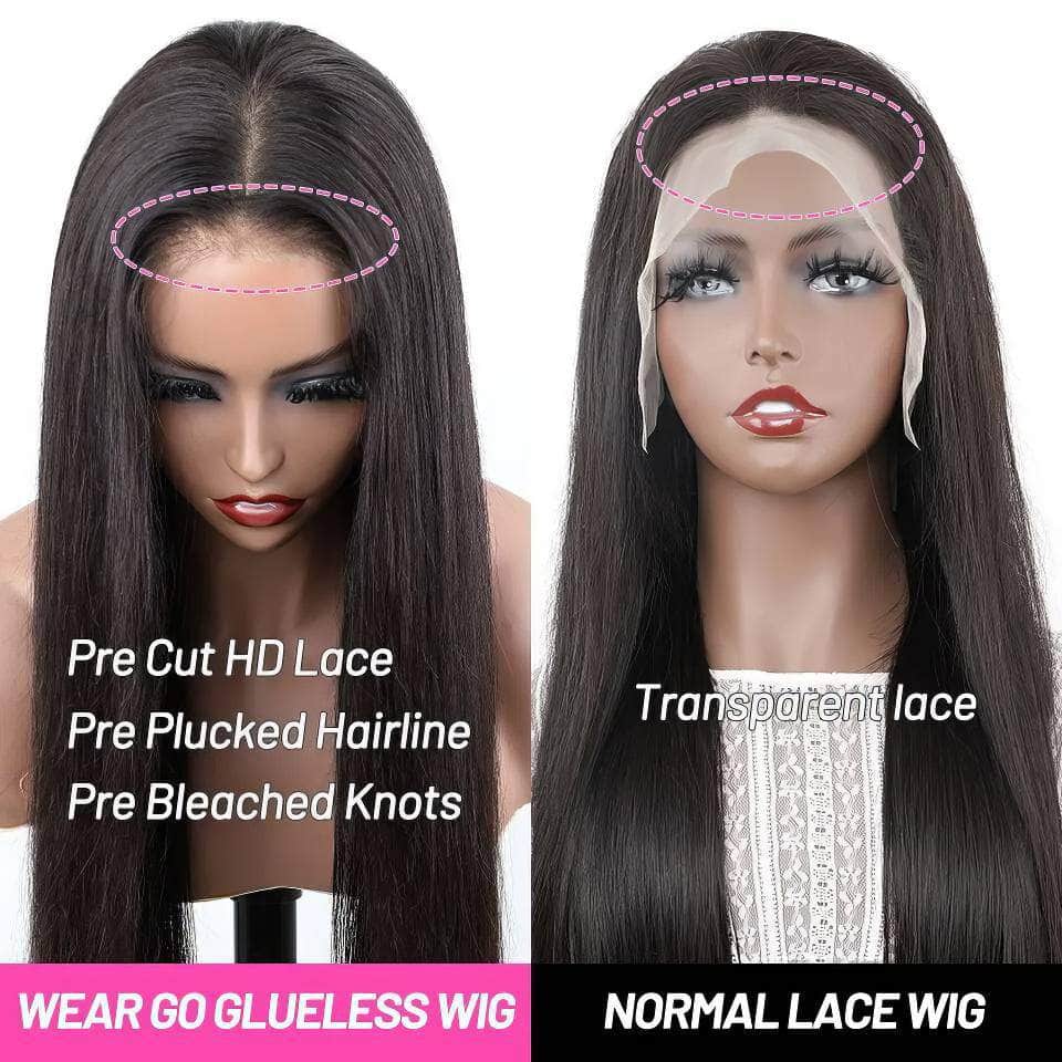 Brazilian Straight Glueless Human Hair Wig - Wear And Go, Pre-Cut, 6x4 HD Lace Wig, Ready To Wear, Pre-Plucked, Pre-Bleached Knots