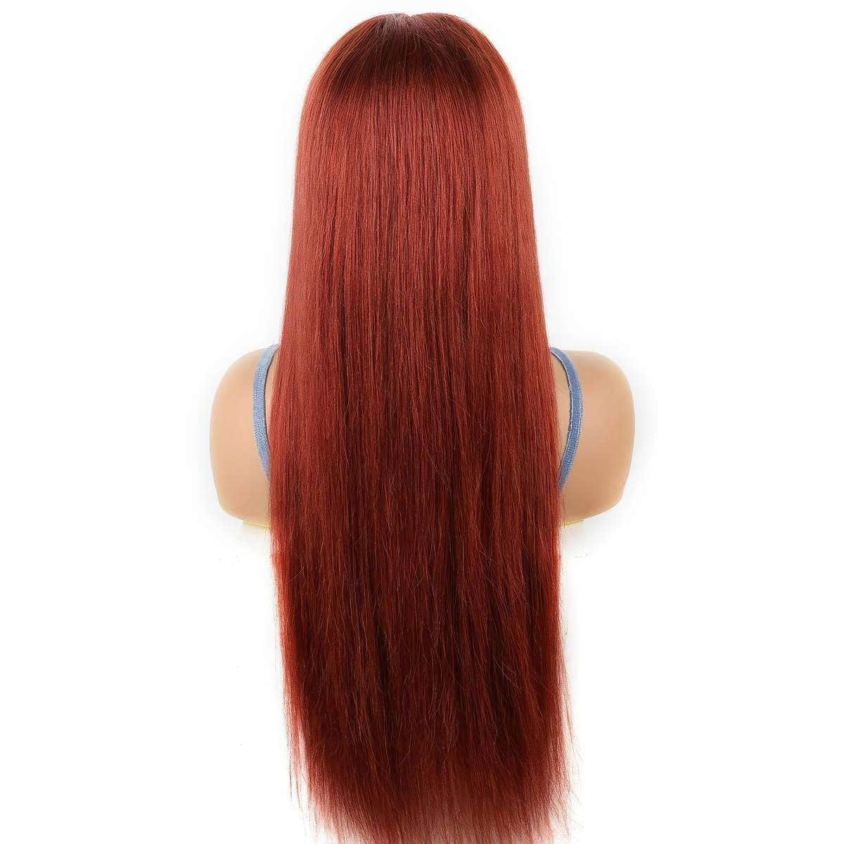 Brazilian Straight Reddish Brown Lace Front Human Hair Wig - Wear And Go, 6x4 Lace, Glueless Wig, Ready To Wear, Color #33