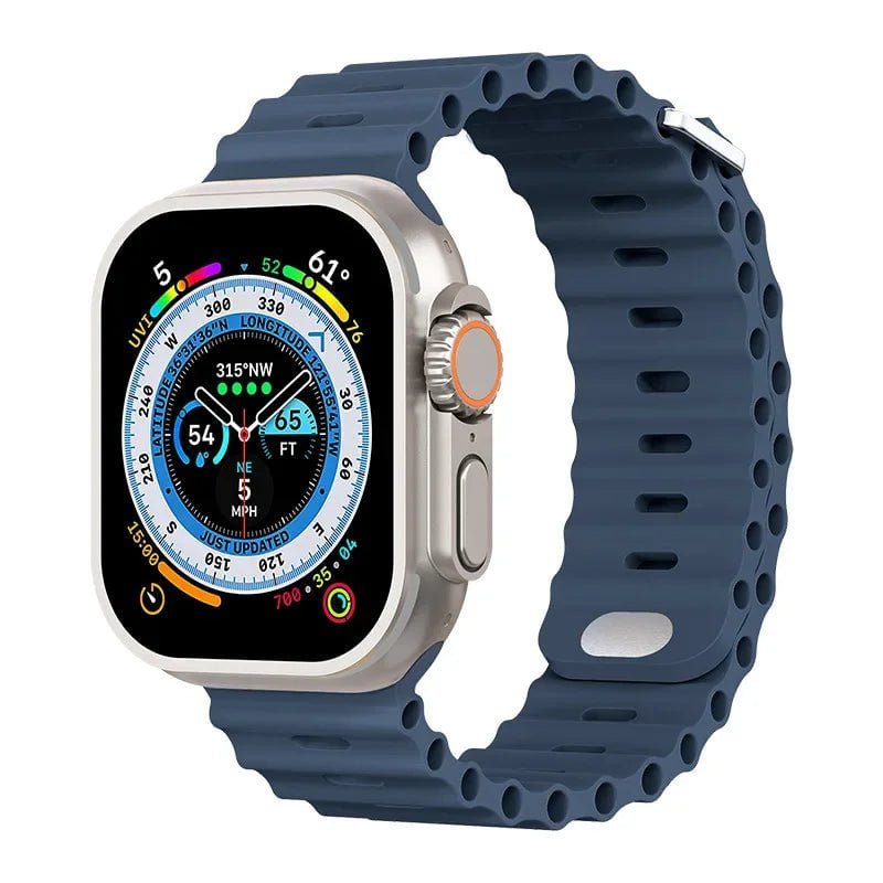 Breathable Silicone Strap for Apple Watch Ultra/2 - Compatible with iWatch 9/8/7/6/5/4/SE, Available in Various Sizes Deep blue / For 38mm 40mm 41mm