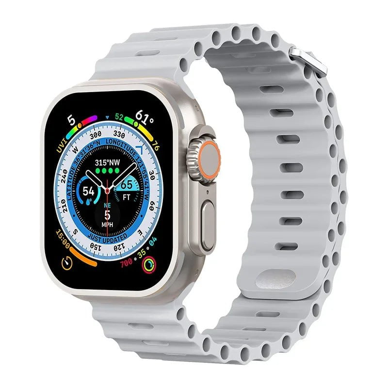 Breathable Silicone Strap for Apple Watch Ultra/2 - Compatible with iWatch 9/8/7/6/5/4/SE, Available in Various Sizes Grey / For 38mm 40mm 41mm