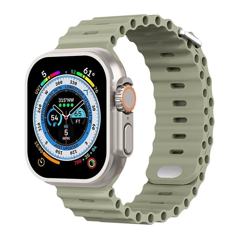 Breathable Silicone Strap for Apple Watch Ultra/2 - Compatible with iWatch 9/8/7/6/5/4/SE, Available in Various Sizes Khaki / For 38mm 40mm 41mm