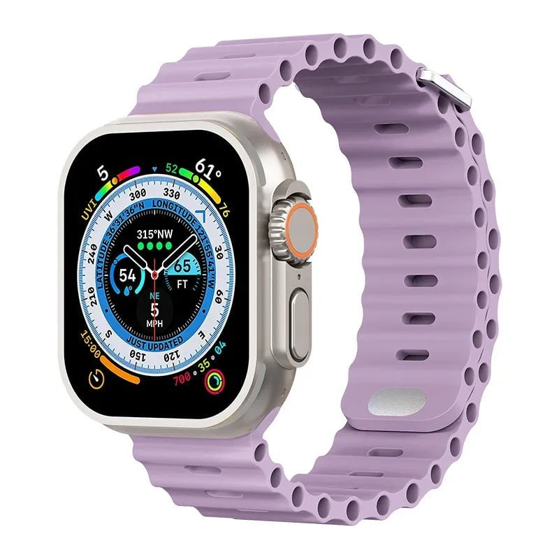 Breathable Silicone Strap for Apple Watch Ultra/2 - Compatible with iWatch 9/8/7/6/5/4/SE, Available in Various Sizes Lavender purple / For 38mm 40mm 41mm