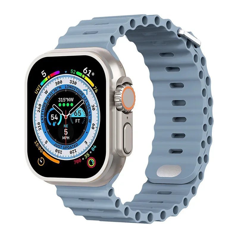 Breathable Silicone Strap for Apple Watch Ultra/2 - Compatible with iWatch 9/8/7/6/5/4/SE, Available in Various Sizes Light blue / For 38mm 40mm 41mm