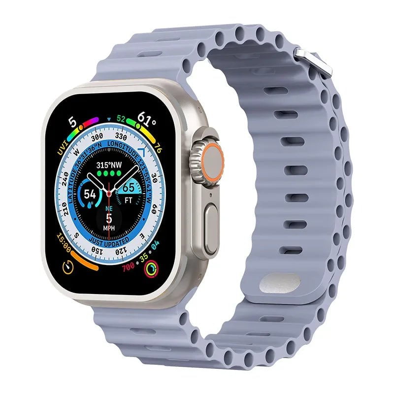 Breathable Silicone Strap for Apple Watch Ultra/2 - Compatible with iWatch 9/8/7/6/5/4/SE, Available in Various Sizes Light purple / For 38mm 40mm 41mm