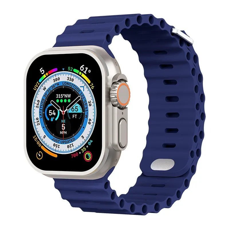 Breathable Silicone Strap for Apple Watch Ultra/2 - Compatible with iWatch 9/8/7/6/5/4/SE, Available in Various Sizes Midnight Blue / For 38mm 40mm 41mm