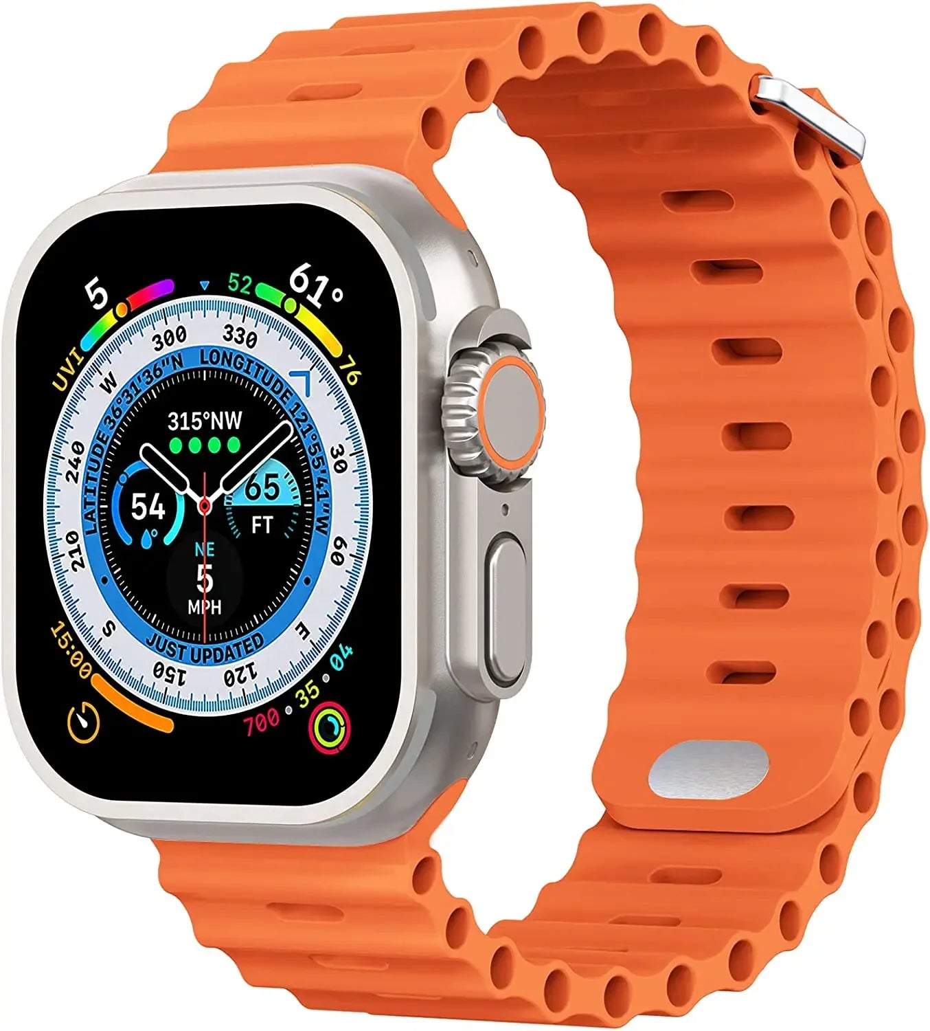 Breathable Silicone Strap for Apple Watch Ultra/2 - Compatible with iWatch 9/8/7/6/5/4/SE, Available in Various Sizes Official orange / For 38mm 40mm 41mm
