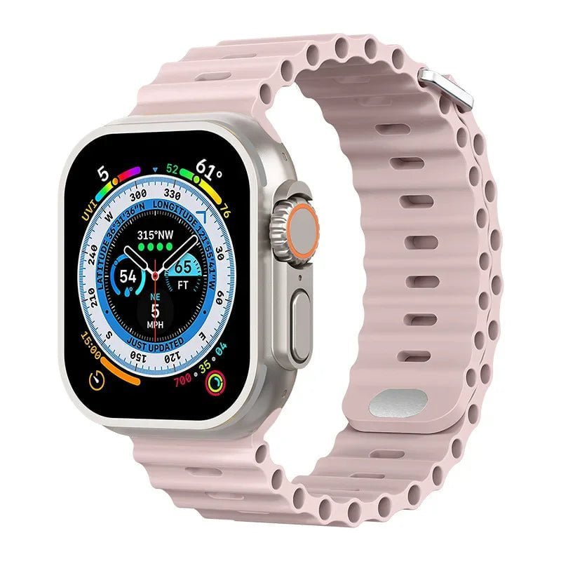 Breathable Silicone Strap for Apple Watch Ultra/2 - Compatible with iWatch 9/8/7/6/5/4/SE, Available in Various Sizes Pink sand / For 38mm 40mm 41mm