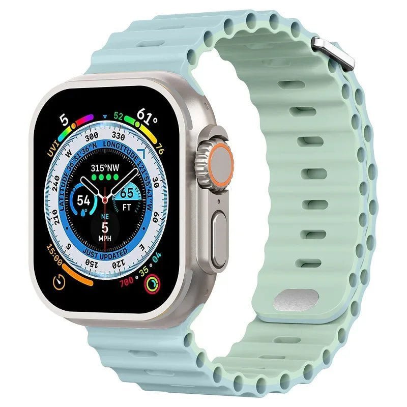 Breathable Silicone Strap for Apple Watch Ultra/2 - Compatible with iWatch 9/8/7/6/5/4/SE, Available in Various Sizes Pistachio nut / For 38mm 40mm 41mm
