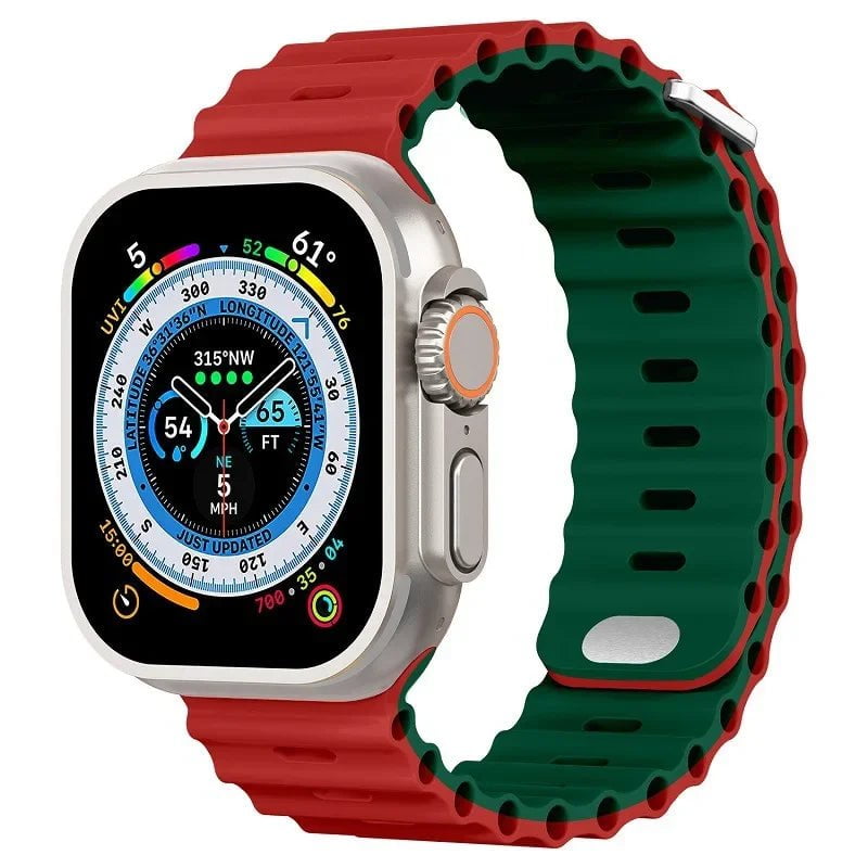 Breathable Silicone Strap for Apple Watch Ultra/2 - Compatible with iWatch 9/8/7/6/5/4/SE, Available in Various Sizes Red army green / For 38mm 40mm 41mm