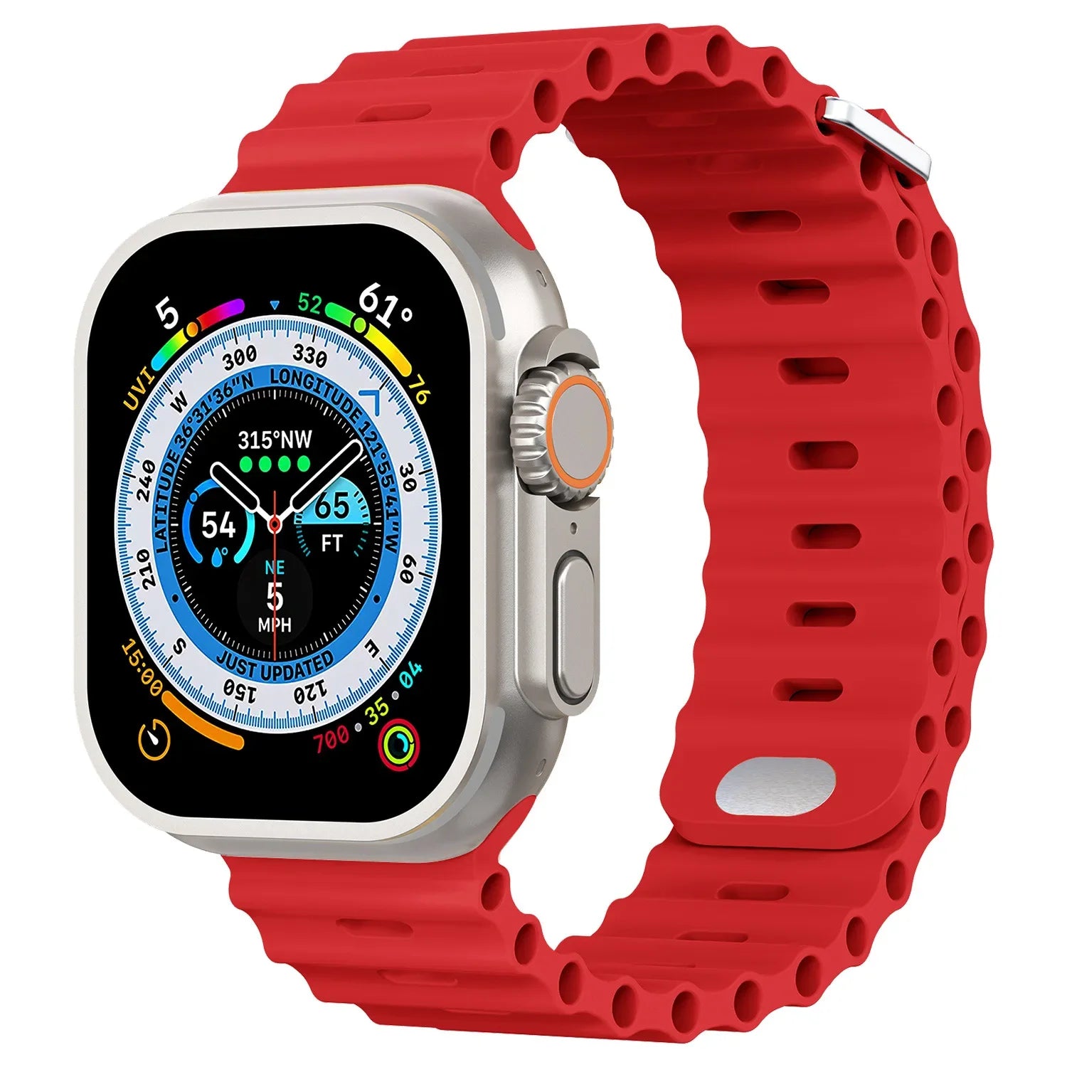 Breathable Silicone Strap for Apple Watch Ultra/2 - Compatible with iWatch 9/8/7/6/5/4/SE, Available in Various Sizes Red / For 38mm 40mm 41mm