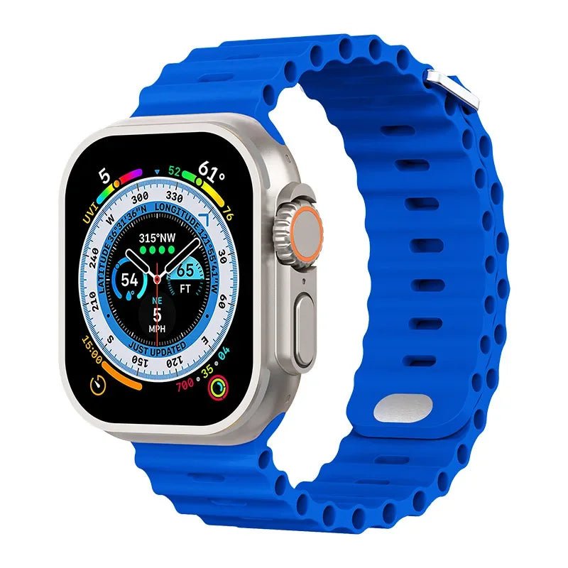 Breathable Silicone Strap for Apple Watch Ultra/2 - Compatible with iWatch 9/8/7/6/5/4/SE, Available in Various Sizes Royal blue / For 38mm 40mm 41mm