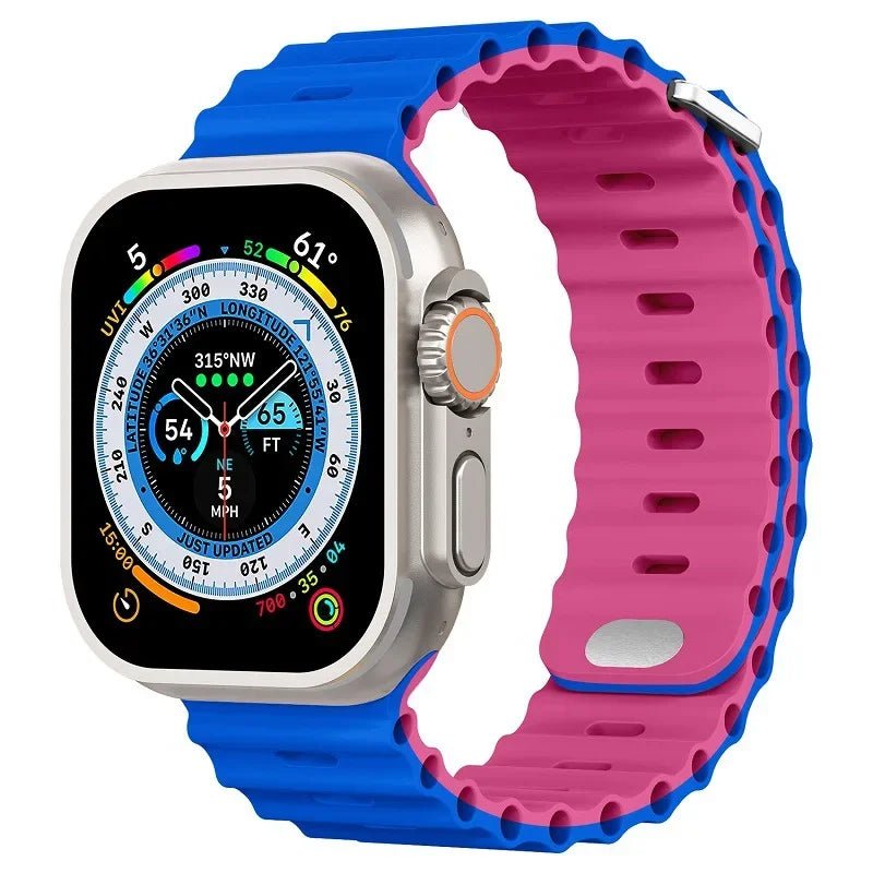 Breathable Silicone Strap for Apple Watch Ultra/2 - Compatible with iWatch 9/8/7/6/5/4/SE, Available in Various Sizes Royal blue pink / For 38mm 40mm 41mm