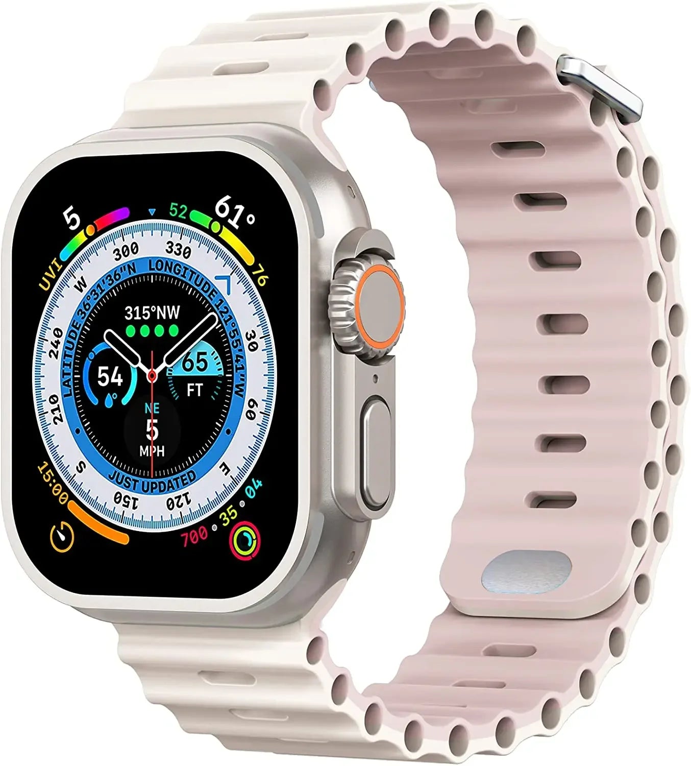 Breathable Silicone Strap for Apple Watch Ultra/2 - Compatible with iWatch 9/8/7/6/5/4/SE, Available in Various Sizes Starlight pink sand / For 38mm 40mm 41mm