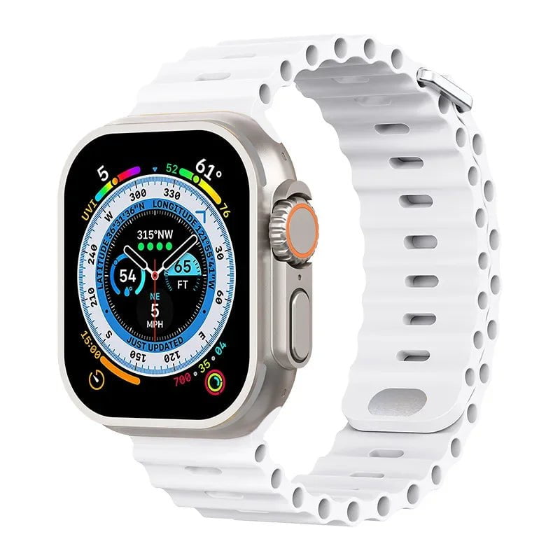 Breathable Silicone Strap for Apple Watch Ultra/2 - Compatible with iWatch 9/8/7/6/5/4/SE, Available in Various Sizes White / For 38mm 40mm 41mm