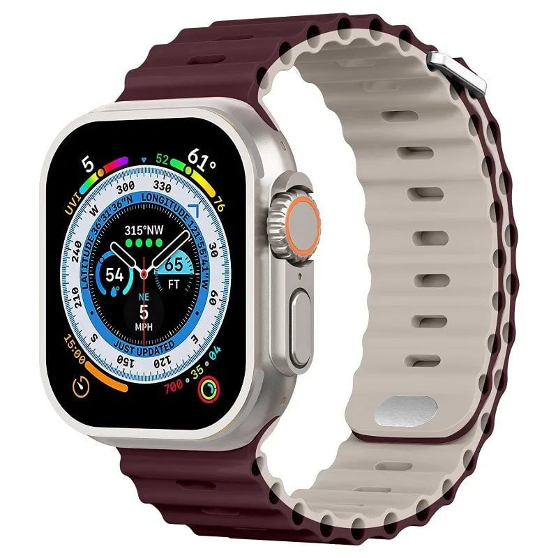 Breathable Silicone Strap for Apple Watch Ultra/2 - Compatible with iWatch 9/8/7/6/5/4/SE, Available in Various Sizes Wine red starlight / For 38mm 40mm 41mm