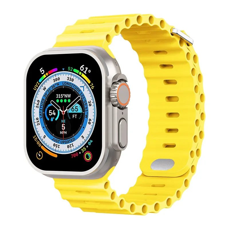 Breathable Silicone Strap for Apple Watch Ultra/2 - Compatible with iWatch 9/8/7/6/5/4/SE, Available in Various Sizes Yellow / For 38mm 40mm 41mm