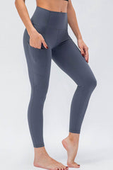 Breathable Wide Waistband Active Leggings with Pockets Dark Navy / S