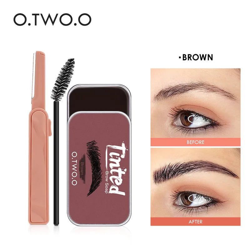 Brow Soap: 4 Color Tint Eyebrow Gel Wax for Natural Brow Sculpting and Lift - Women's Makeup Reddish Brown