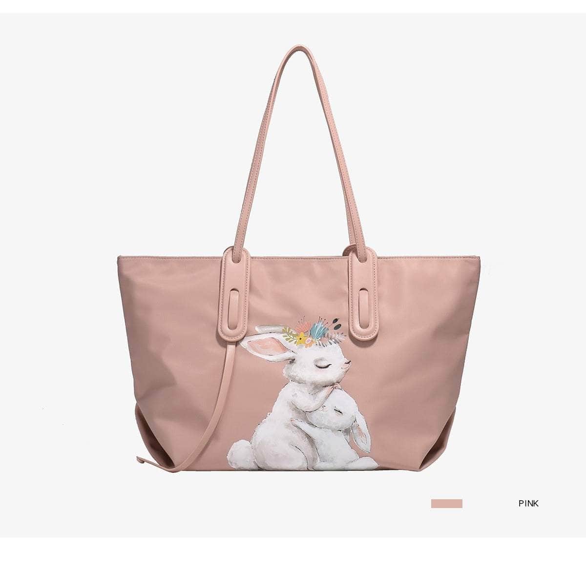 Bunny Print Tote Bag Pink