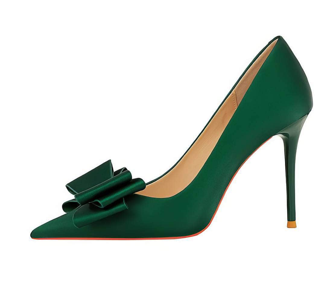Butterfly Bow Knot Pointed Toe Stiletto Heels EU 33 / Green / 10CM