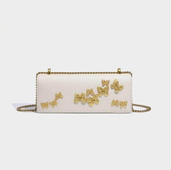 Butterfly-Embellished Crossbody Handbag White