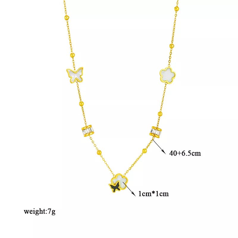 Butterfly Flower Pendant Necklace - New Fashion Girls Choker Clavicle Chain Jewelry N1949