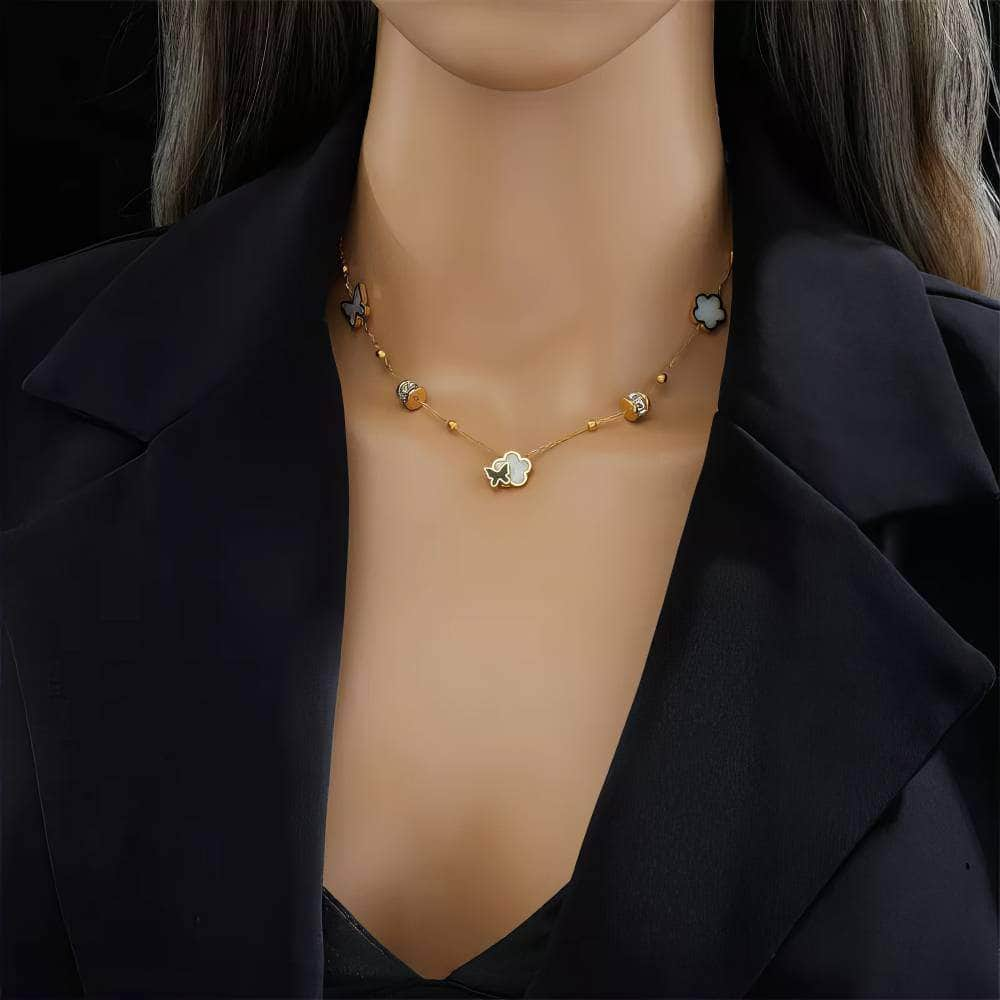 Butterfly Flower Pendant Necklace - New Fashion Girls Choker Clavicle Chain Jewelry N1949