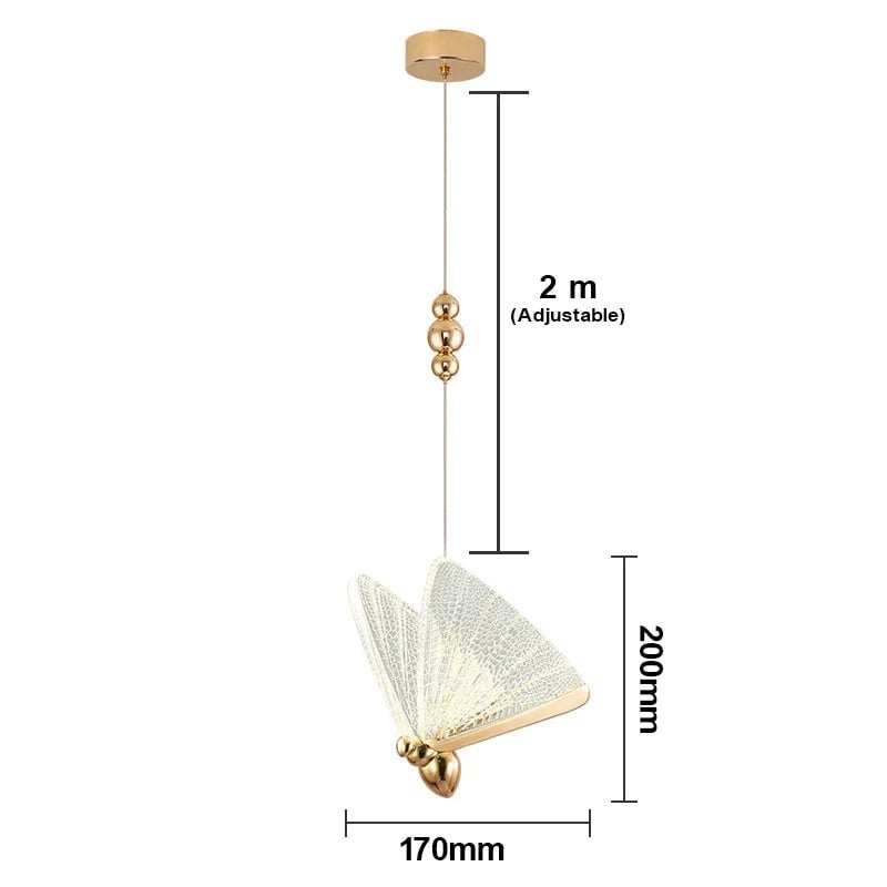 Butterfly LED Pendant Lights: Nordic Hanging Lamp for Bedside, Living, Dining Roomm Kitchen pendente iluminação Golden small / Cold White