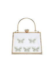 Butterfly Rhinestone Clear Box Clutch Bag