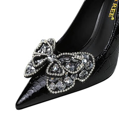 Butterfly Rhinestone Embellished Croc Heels