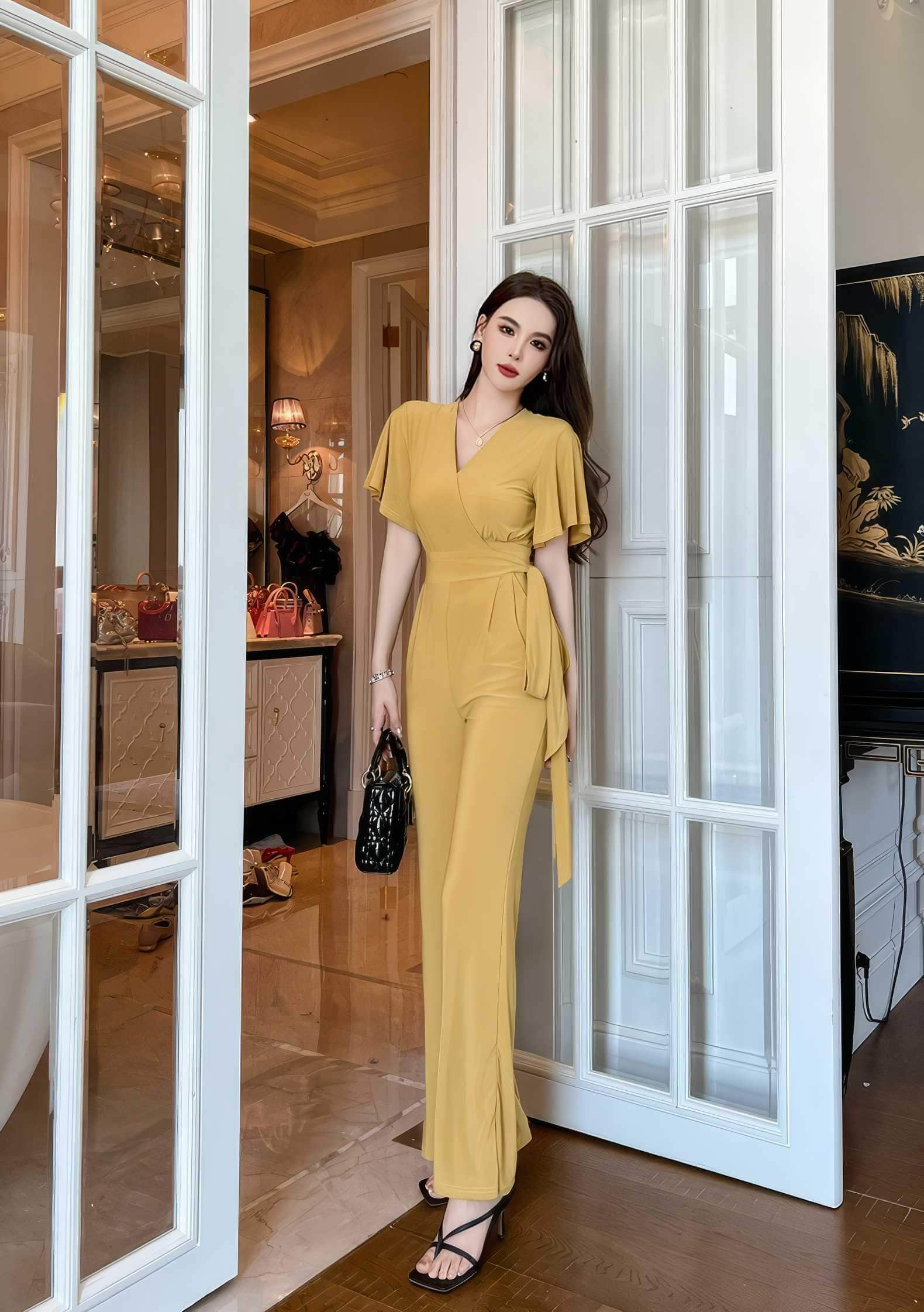 Butterfly Sleeve Knot Side Wide Leg Jumpsuit