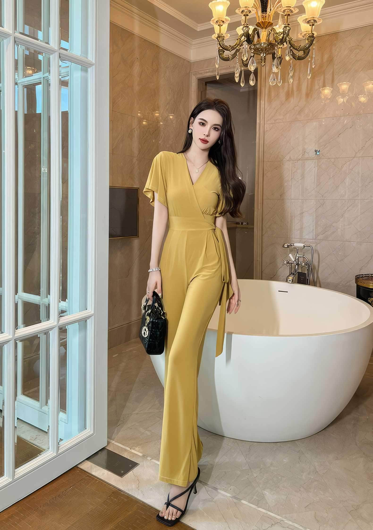 Butterfly Sleeve Knot Side Wide Leg Jumpsuit