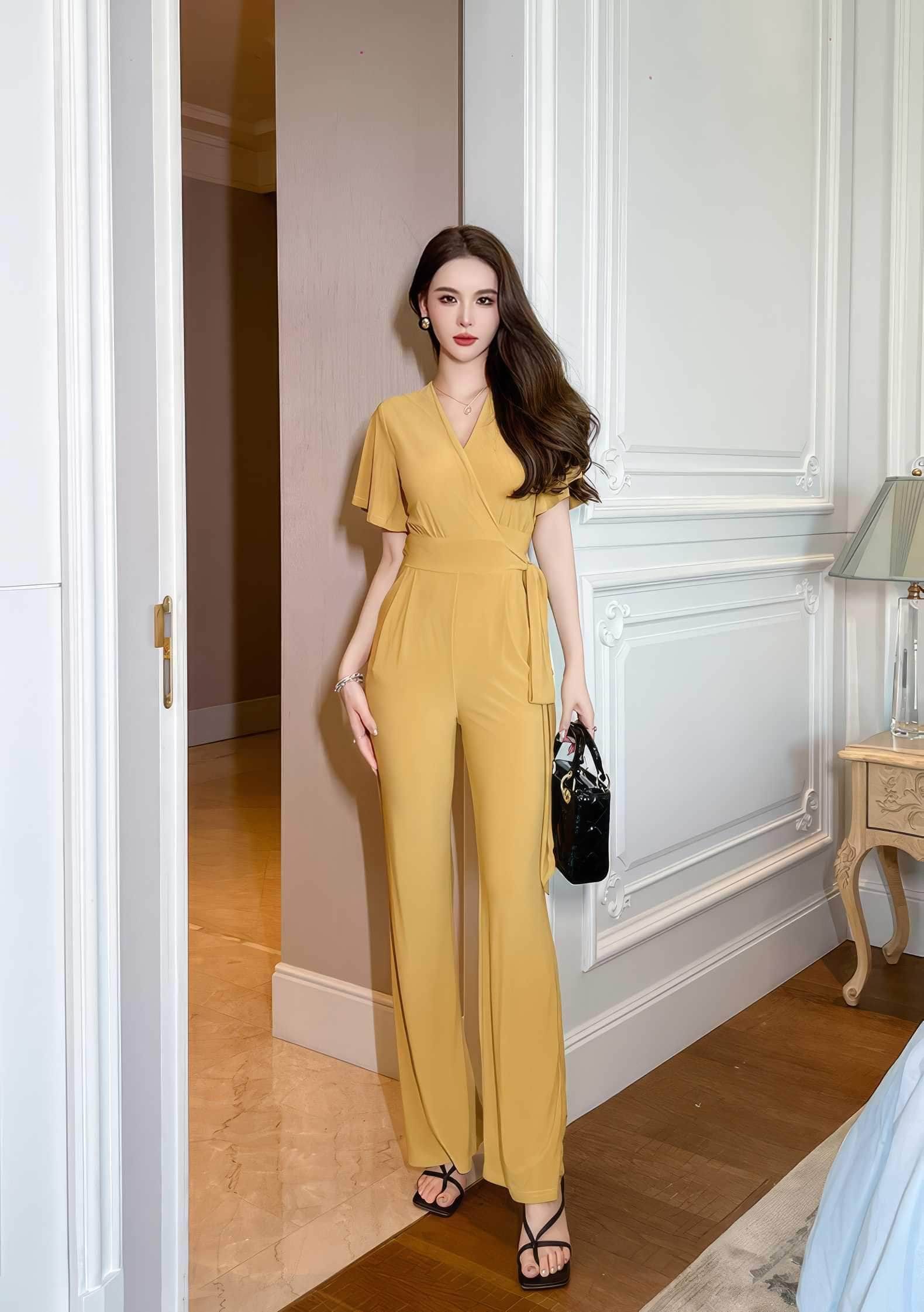 Butterfly Sleeve Knot Side Wide Leg Jumpsuit