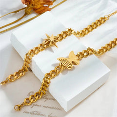 Butterfly Star Charm Bracelet - Gold Color, Trendy, Waterproof Jewelry for Women