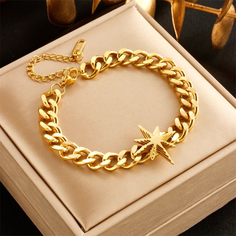 Butterfly Star Charm Bracelet - Gold Color, Trendy, Waterproof Jewelry for Women B980