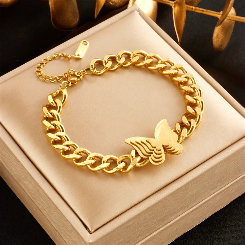 Butterfly Star Charm Bracelet - Gold Color, Trendy, Waterproof Jewelry for Women B981