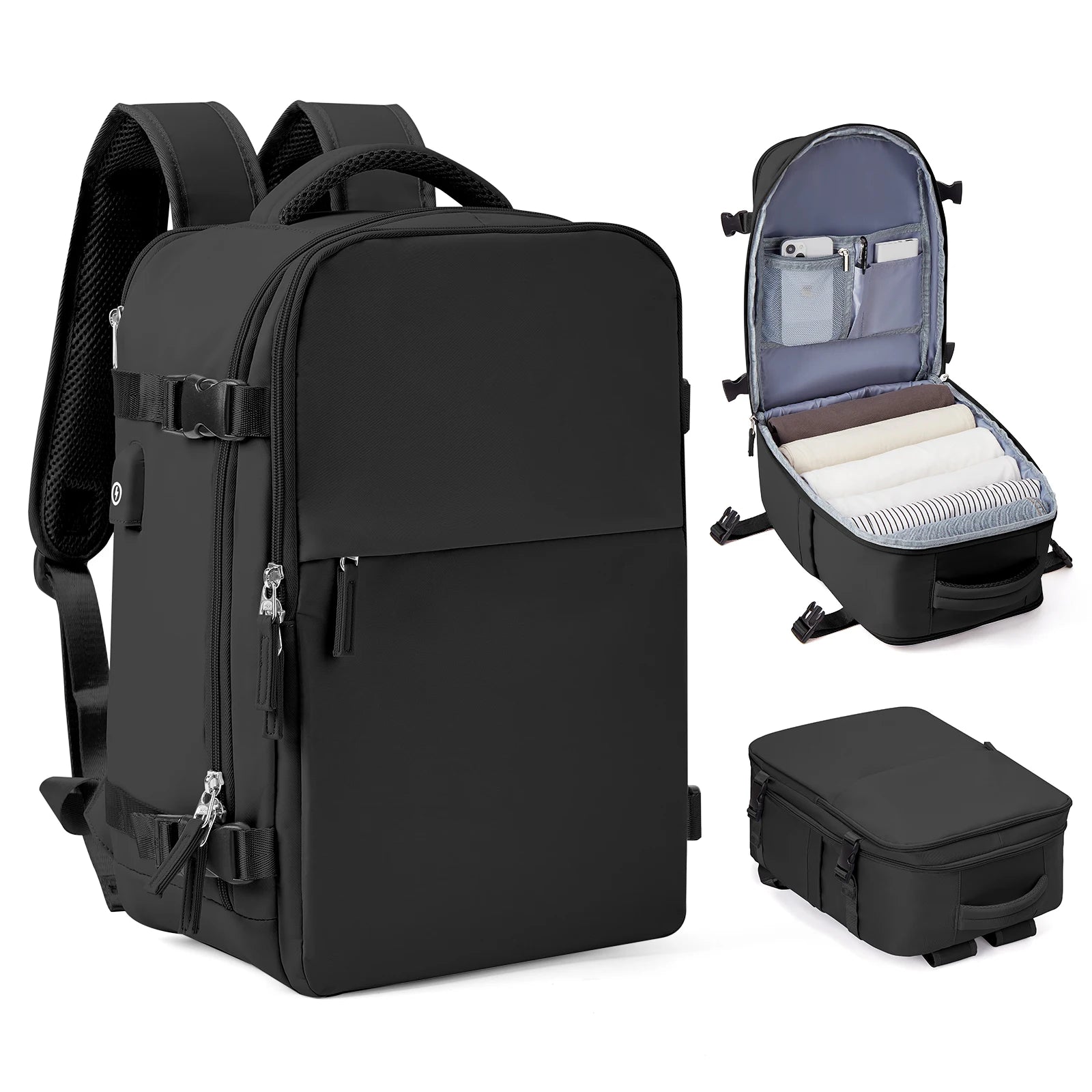 Cabin Bag 40x20x25 Carry-On Luggage, Laptop Hand Travel Backpack Black / Small