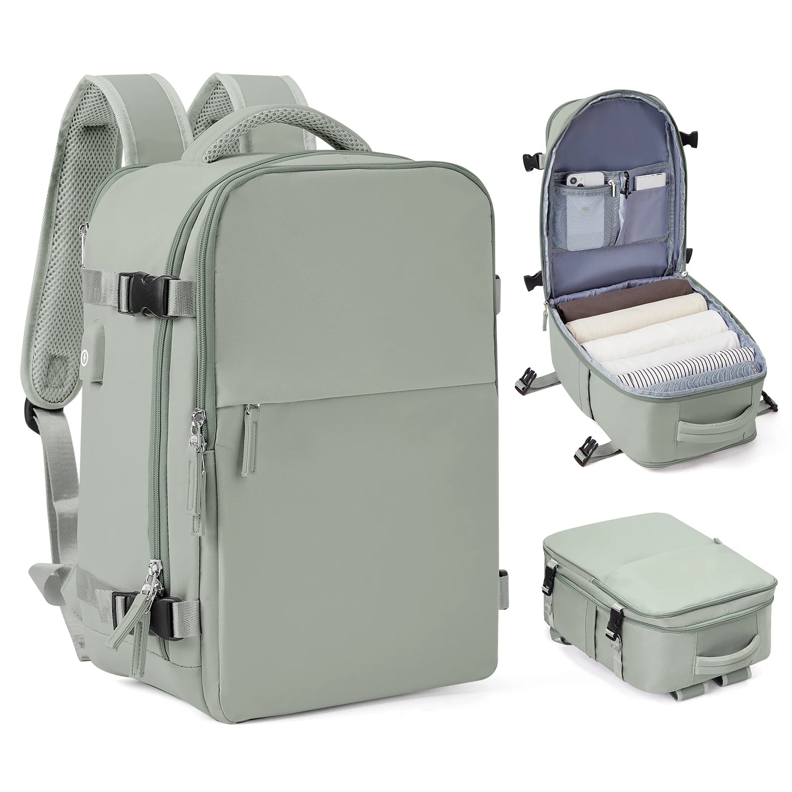 Cabin Bag 40x20x25 Carry-On Luggage, Laptop Hand Travel Backpack Green / Small