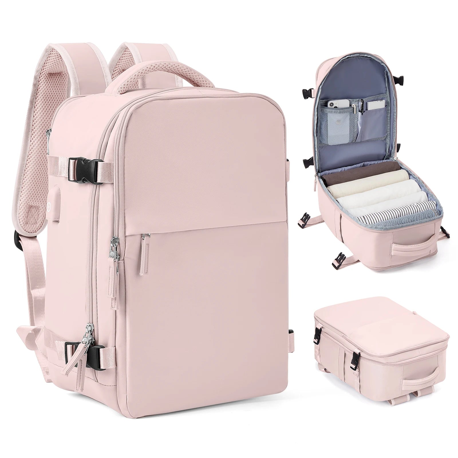 Cabin Bag 40x20x25 Carry-On Luggage, Laptop Hand Travel Backpack Pink / Small