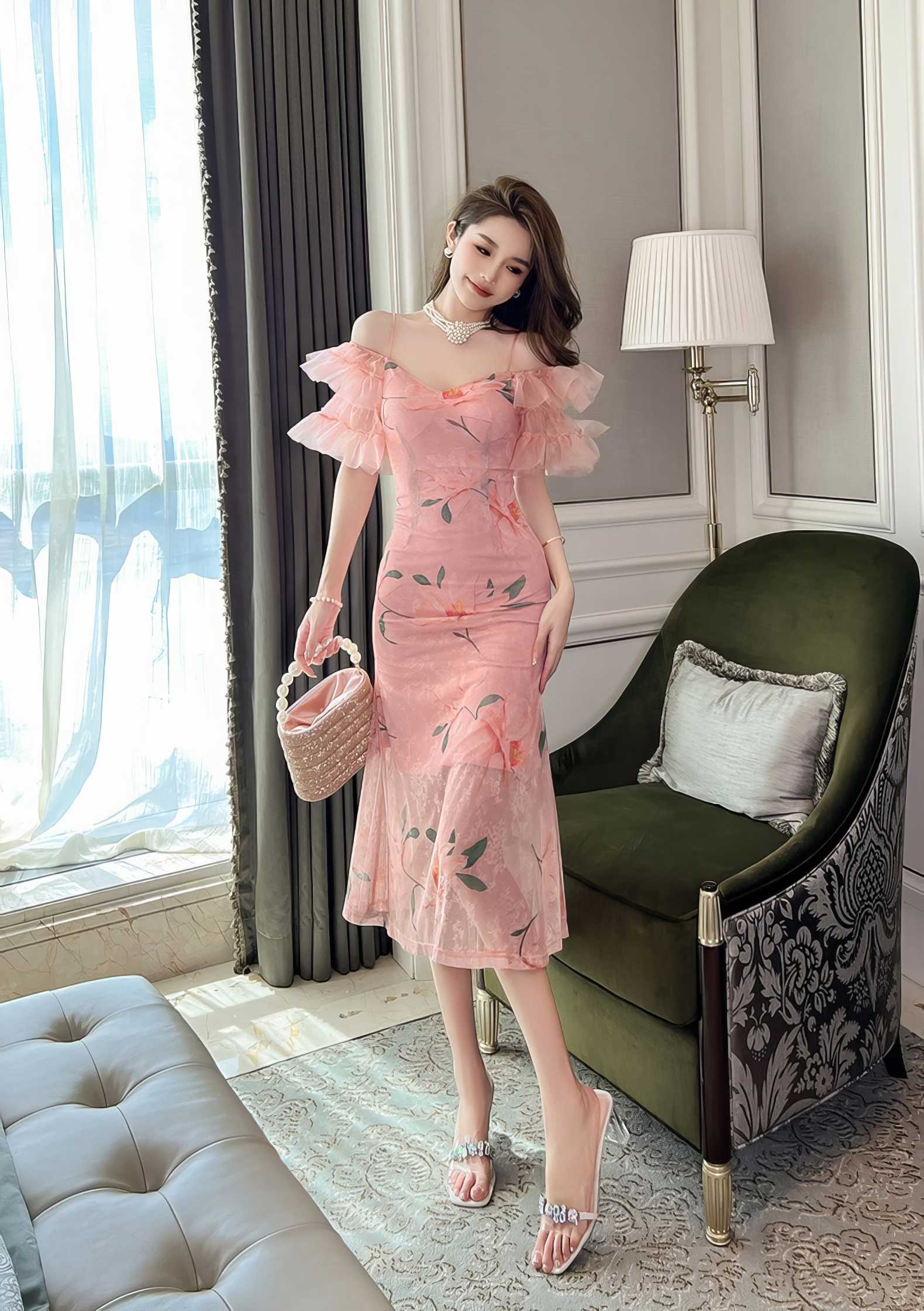 Cami Ruffled Sleeves Floral Printed Dress