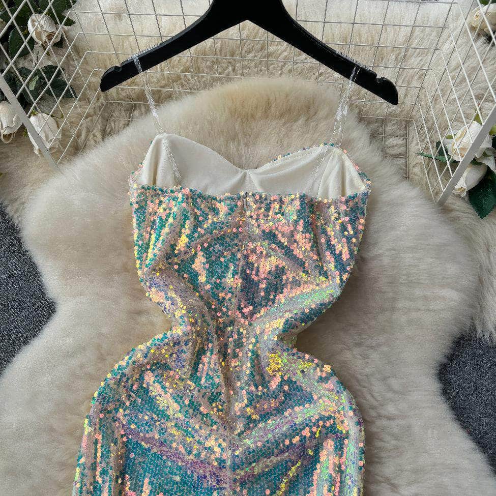 Cami Sequin Detail Mini Cocktail Dress