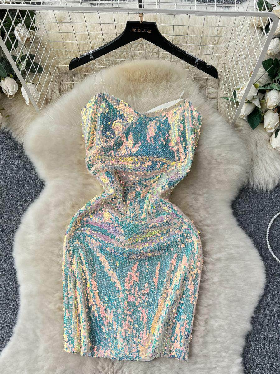 Cami Sequin Detail Mini Cocktail Dress S / Multicolor