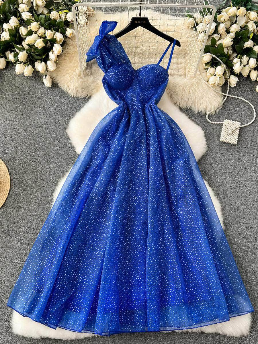 Cami Strap Tube Glitter Maxi Dress S / Blue