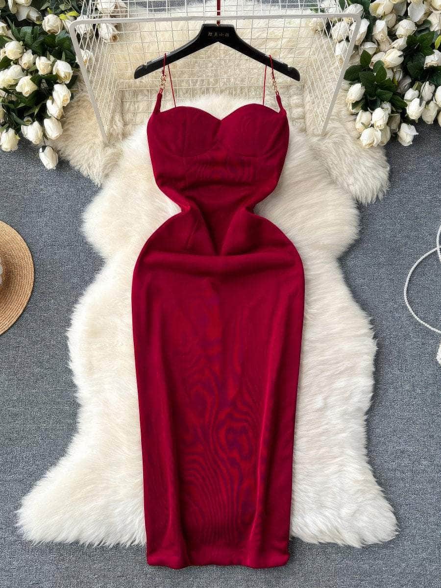 Cami Tube Slimfit Midi Dress S / Maroon