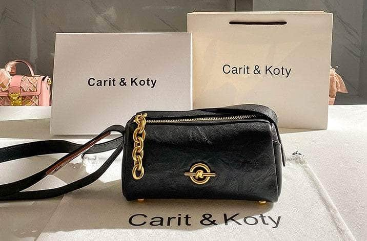 Candy Color Metal Decor Crossbody Bag Black