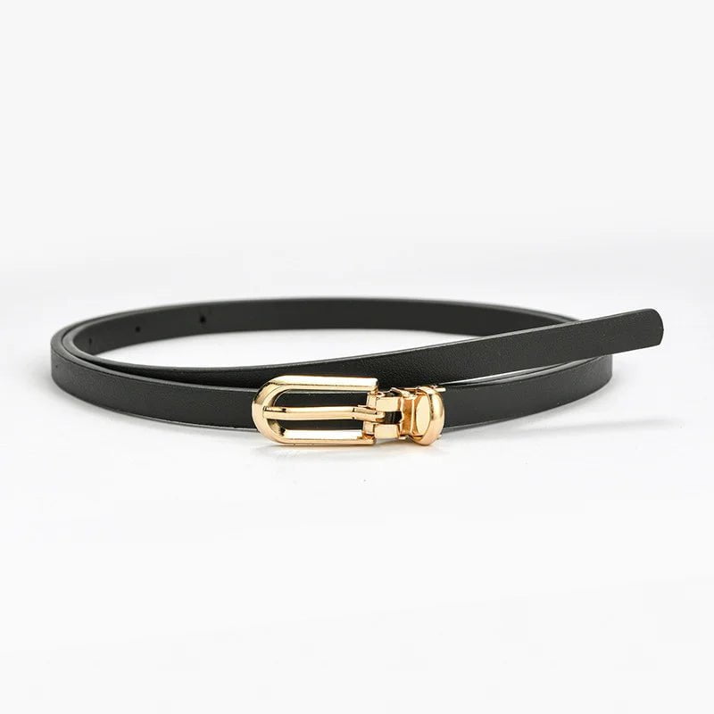 Candy Color Women's Thin Waist Strap Belt - Ideal for Pants, Jeans, and Dresses, Alloy Pin Buckle, Adjustable Waistbands black / 105CM