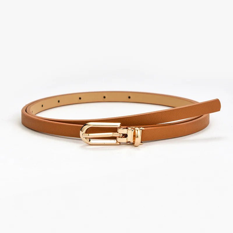 Candy Color Women's Thin Waist Strap Belt - Ideal for Pants, Jeans, and Dresses, Alloy Pin Buckle, Adjustable Waistbands Camel / 105CM