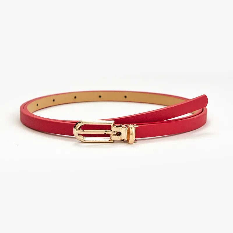 Candy Color Women's Thin Waist Strap Belt - Ideal for Pants, Jeans, and Dresses, Alloy Pin Buckle, Adjustable Waistbands Red / 105CM