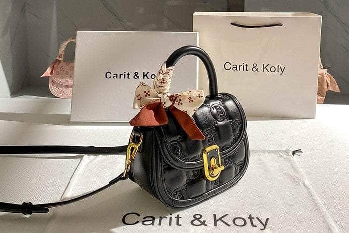 Canvas Mini Saddle Handbag with Lock Detail
