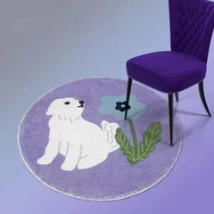 Cartoon Puppy Round Rug - IG Cute, Fluffy, Large Area for Living Room, Children's Bedroom, Home Decoration, Cloakroom Mat